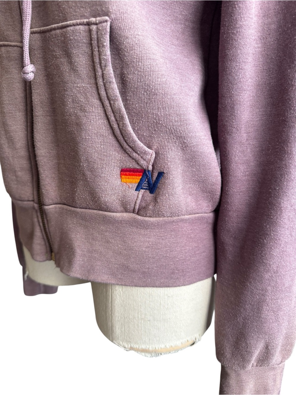 Aviator Nation Bolt Stitch 2 Zip Hoodie in Faded Mocha XS - Picture 11 of 15